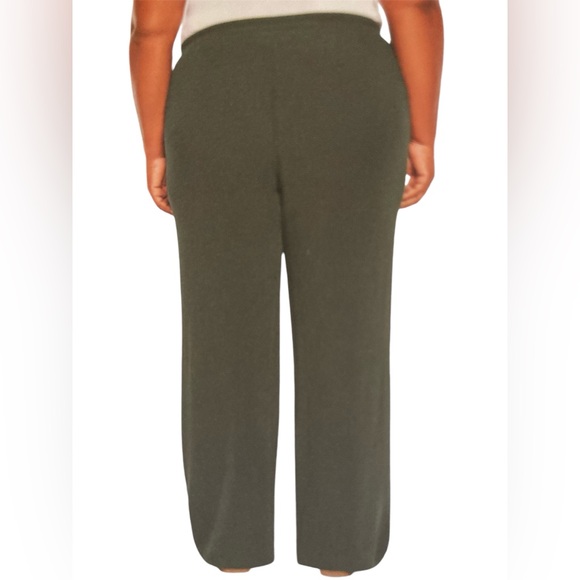 NWT Three Dots Ladies' Wide Leg Crinkle Pants/Elastic Waist/ Pockets Olive Green - Picture 3 of 11